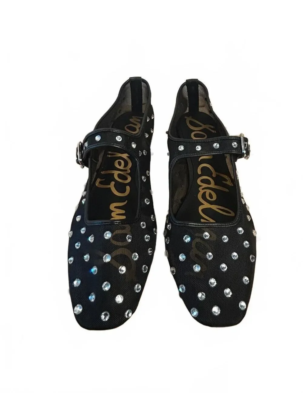 Sam Edelman Women's Black Mary Jane Flats with Rhinestone Accents NWT